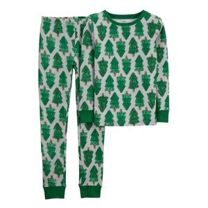 Carters Gray & Green 2-Piece Long Sleeve Christmas Tree Holiday Pajamas Size 5T
